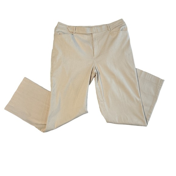 Lauren Ralph Lauren White/Tan ribbed Wide Leg Pants - Picture 1 of 8